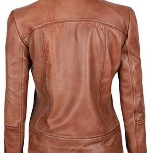 Alternative view of Womens Motorcycle Brown Leather Jacket
