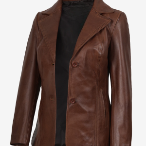 Alternative view of Women's Notch Lapel Two Button Leather Blazer