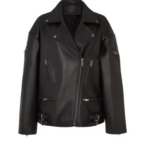 Women's Oversized Leather Biker Jacket