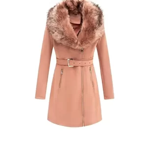 Women's Pink Suede Leather Pea Coat