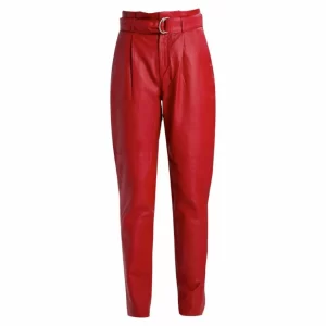 Womens Premium Red Leather Pants