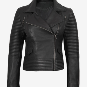 Alternative view of Womens Real Lambskin Leather Black Biker Style Jacket