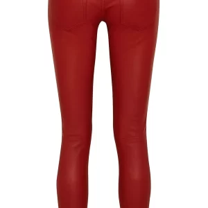 Alternative view of Womens Real Lambskin Red Skinny Leather Pant