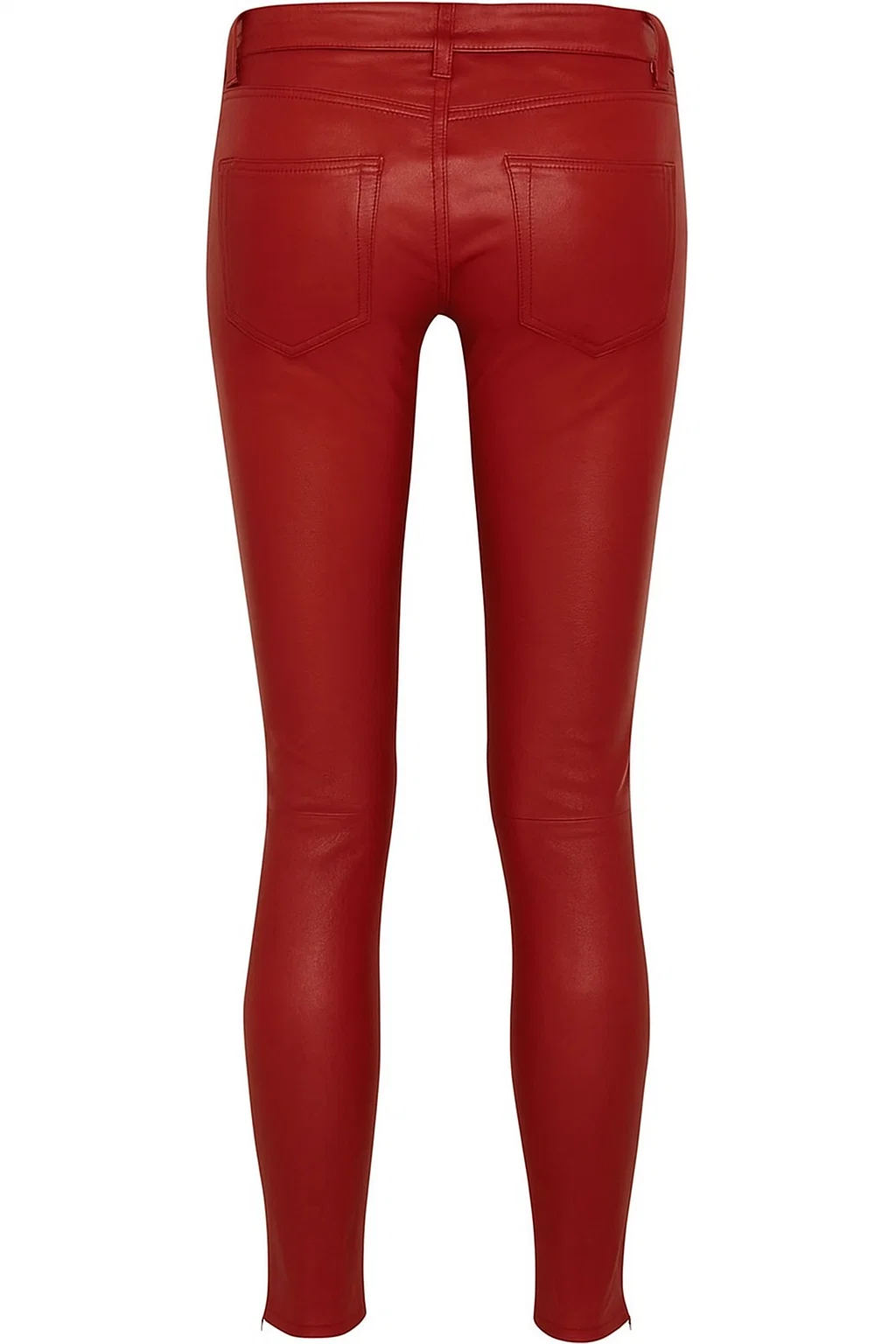 Womens Real Lambskin Red Skinny Leather Pant - Image 2