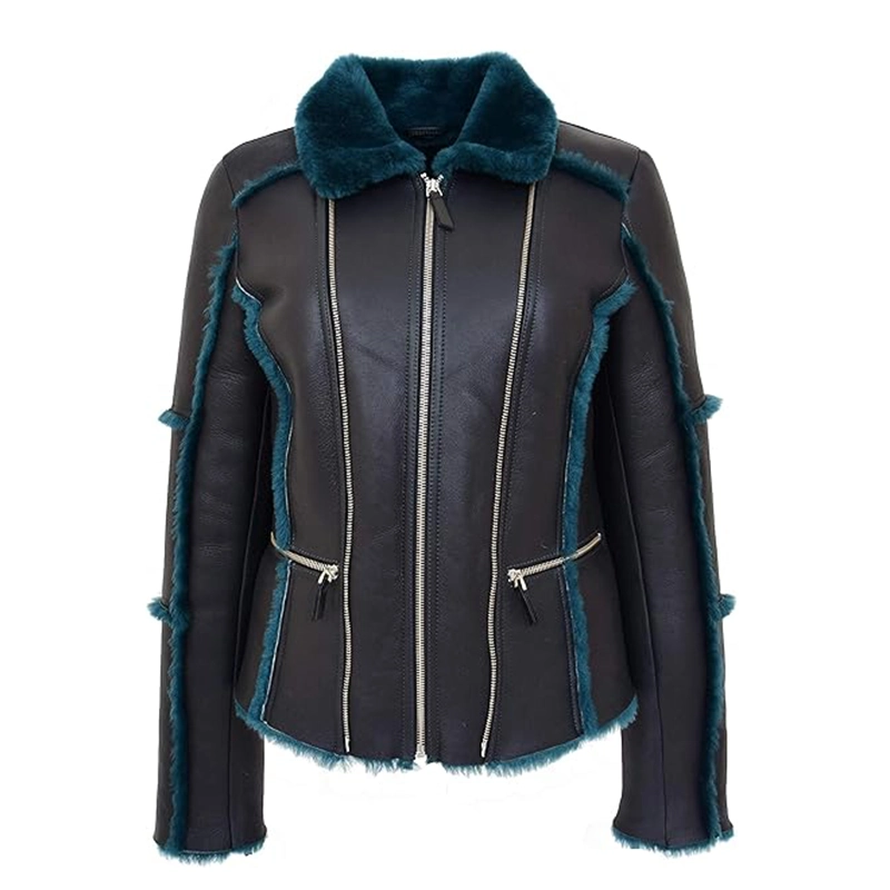 Womens Real Sheepskin Aviator Jacket