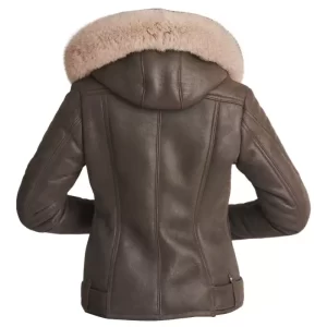 Alternative view of Women Shearling Brown Leather Jacket