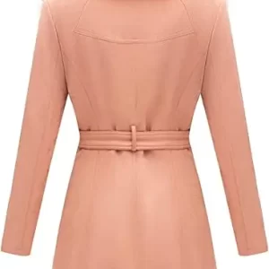 Alternative view of Women's Pink Suede Leather Pea Coat