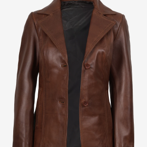 Women's Two Button Leather Blazer