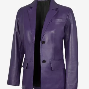Alternative view of Women's Two Button Purple Leather Blazer