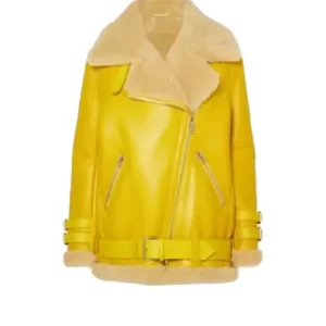 Womens Yellow Shearling Jacket