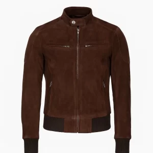 Womens Zenna Mocha Suede Bomber Jacket