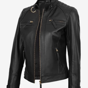 Alternative view of Womens Black Real Leather Biker Style Jacket