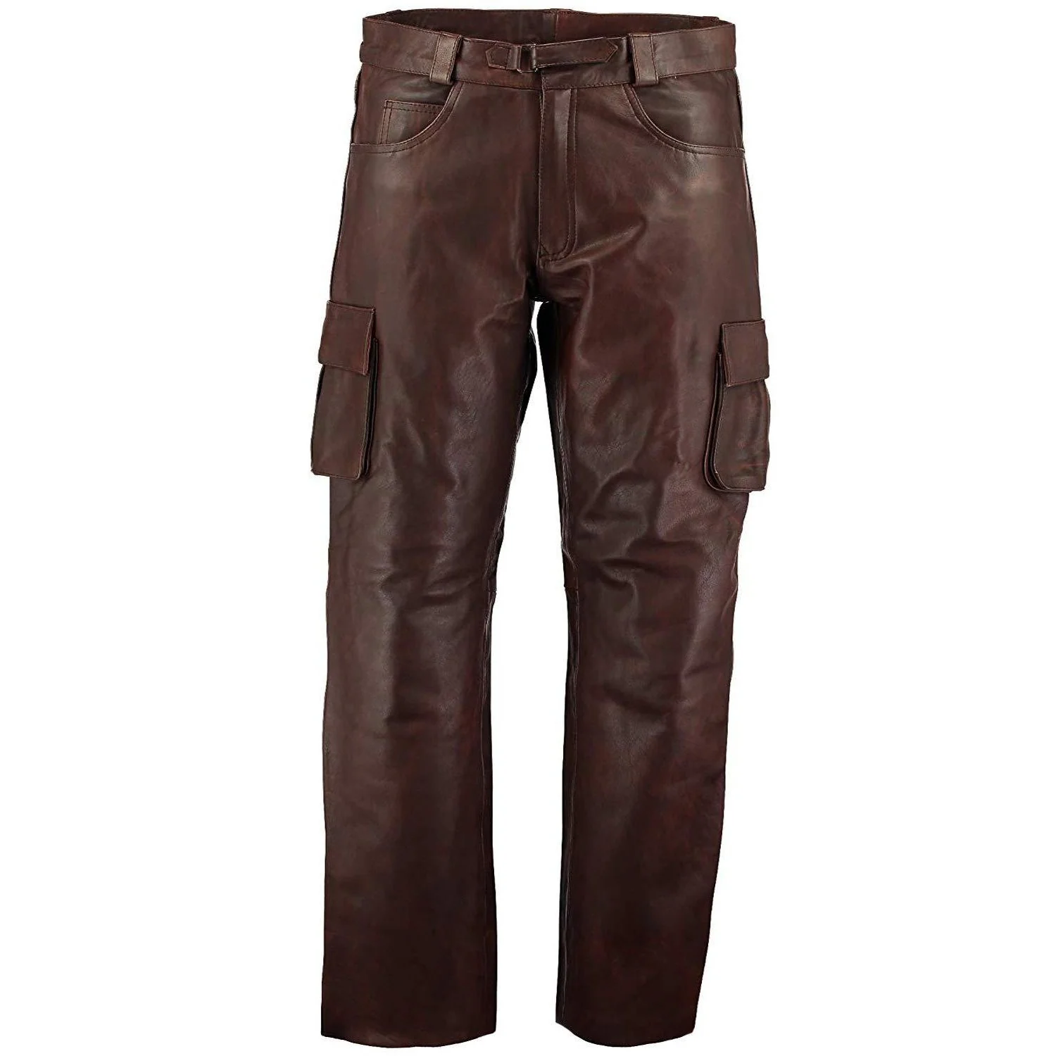 Mens Brown Cargo Leather Pants