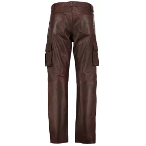 Alternative view of Mens Brown Cargo Leather Pants