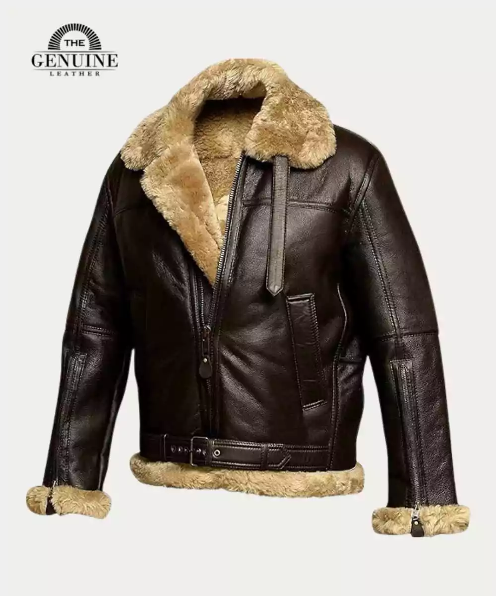 FUR Aviator Flying Pilot Bomber Jacket - Image 3