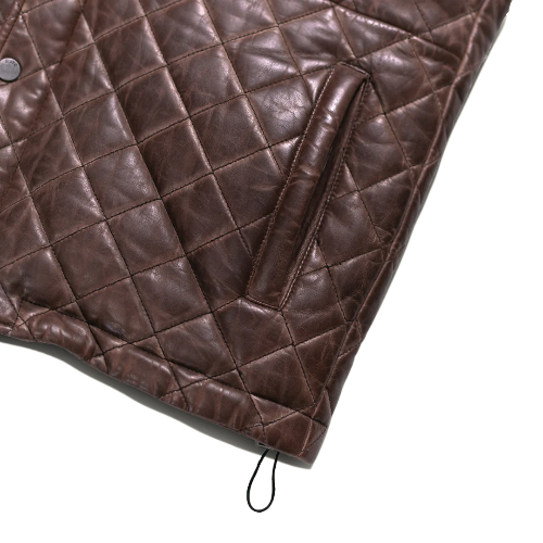 Mens Quilted Brown Leather Vest - Image 6