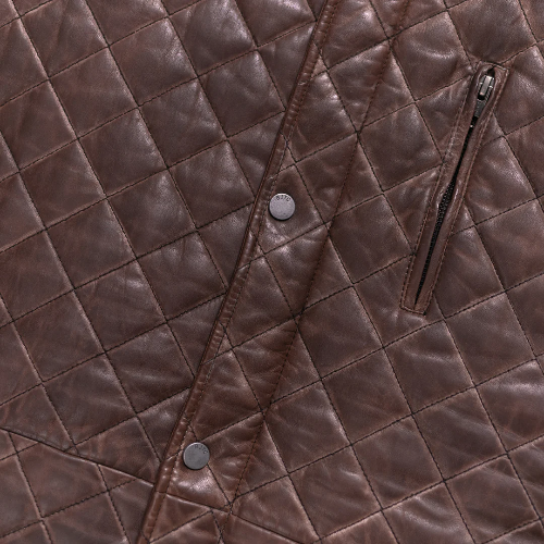 Mens Quilted Brown Leather Vest - Image 5