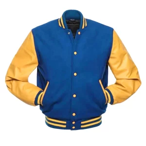Royal Gold Sleeves Leather Varsity Jacket