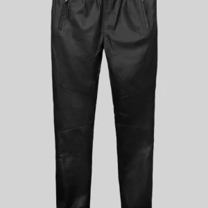 Mens Black Lushfit Jogging Leather Pants