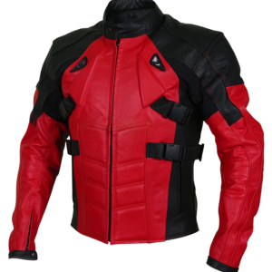 Alternative view of Men's Red Motorcycle Padded Leather Jacket